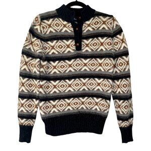 Hunters Run Vintage Wool Blend Sweater with Geometric Pattern Size Medium